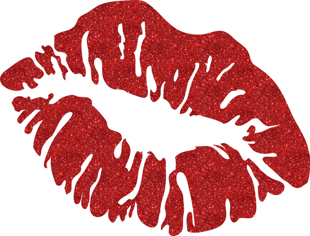 Red Lips Glitter Kiss isolated
