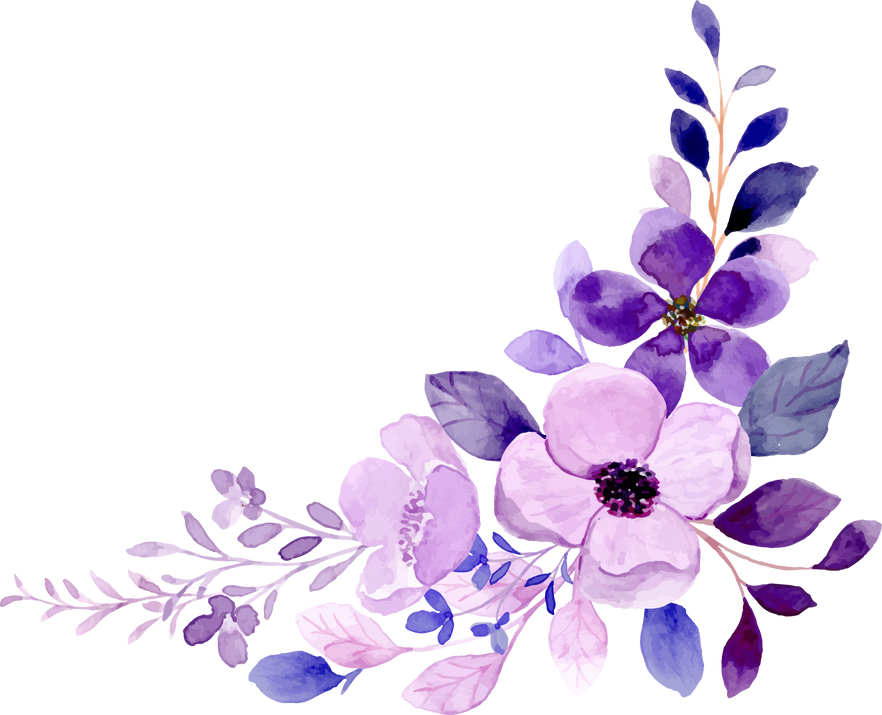 Purple Watercolor Flower Bouquet