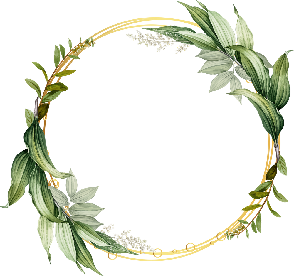 Circular Frame with Leaves Illustration