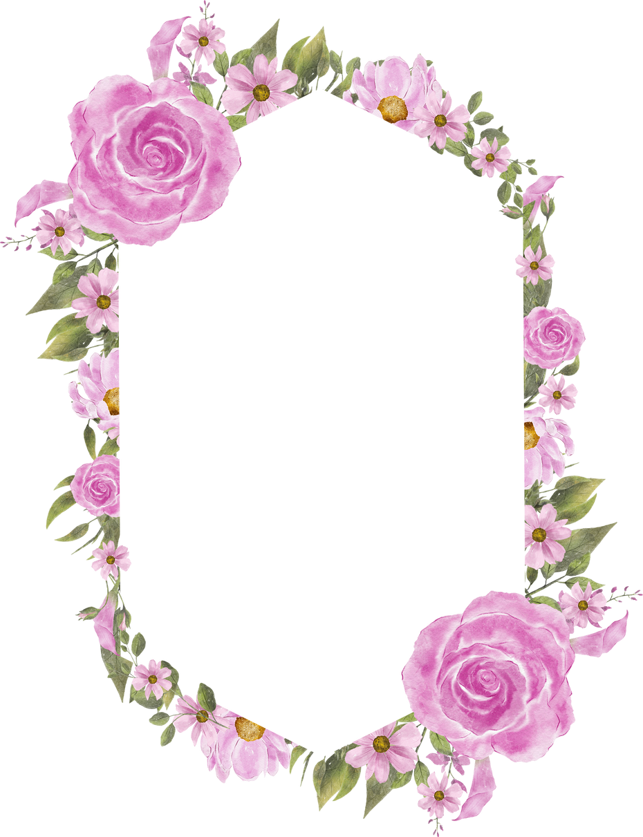 Pink Watercolor Frame Flower