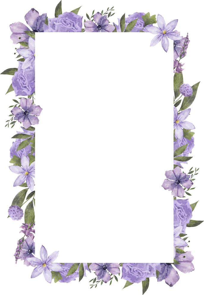 Watercolor Purple Frame Flower