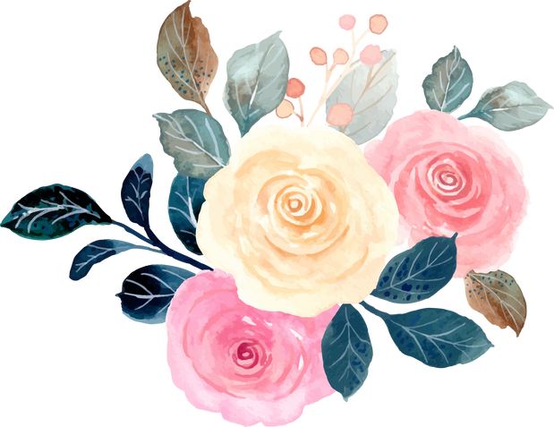 Watercolor Rose Flower Bouquet